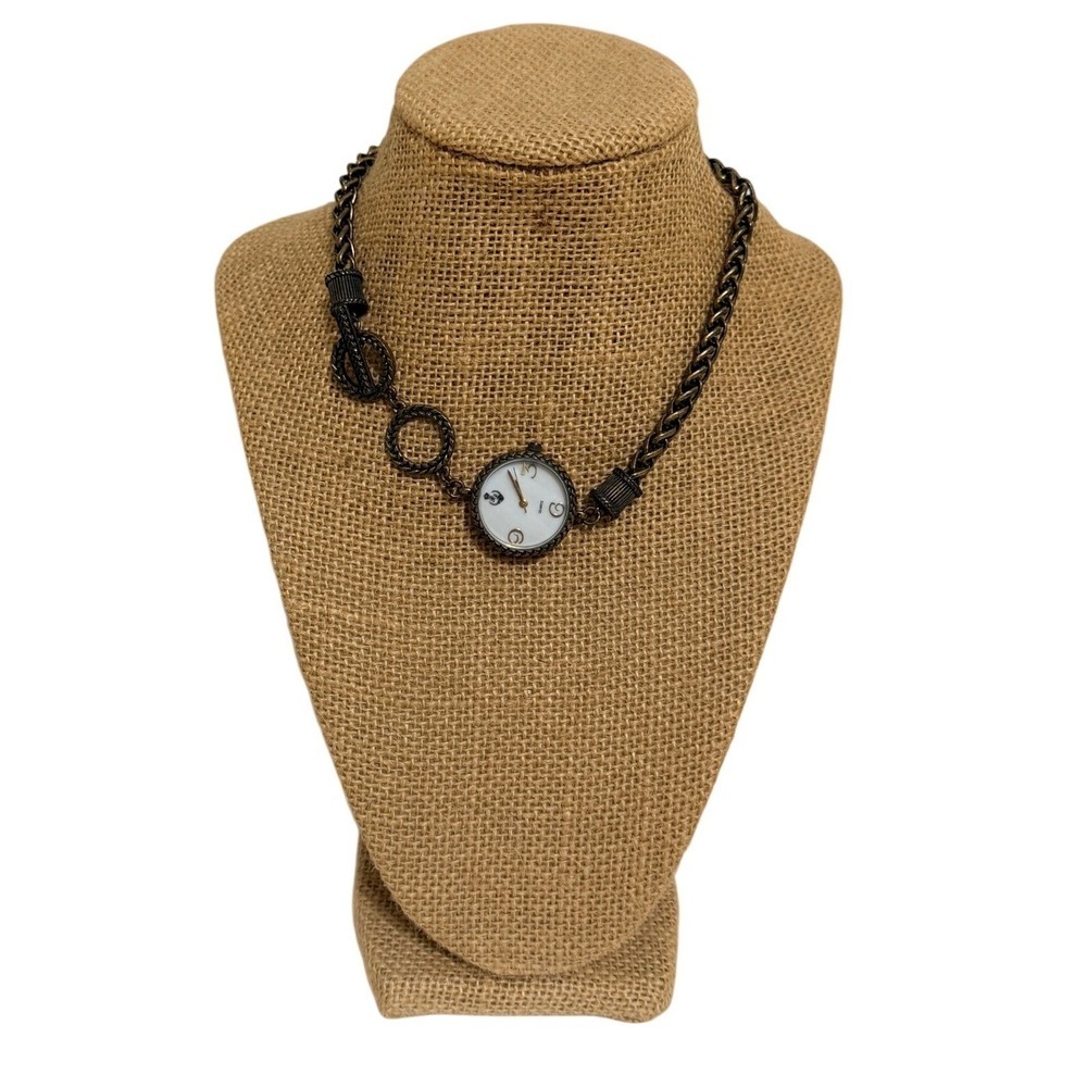 Premier Design Watch Necklace Women Bronze Quartz Crest Toggle Chain Steampunk